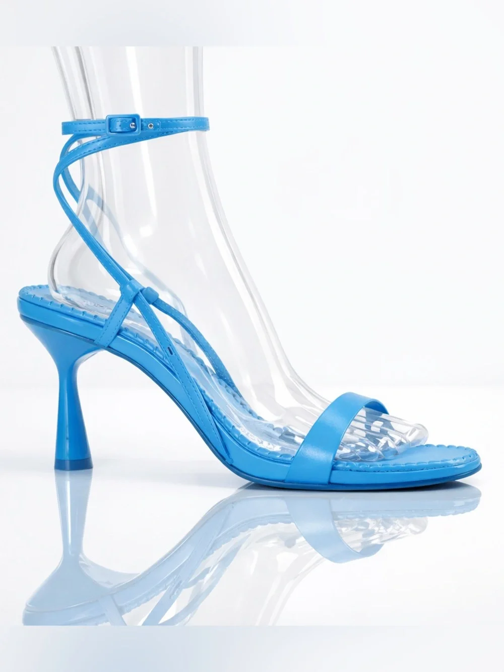 ZARA ankle wrap textured insole strappy heeled  Sandals